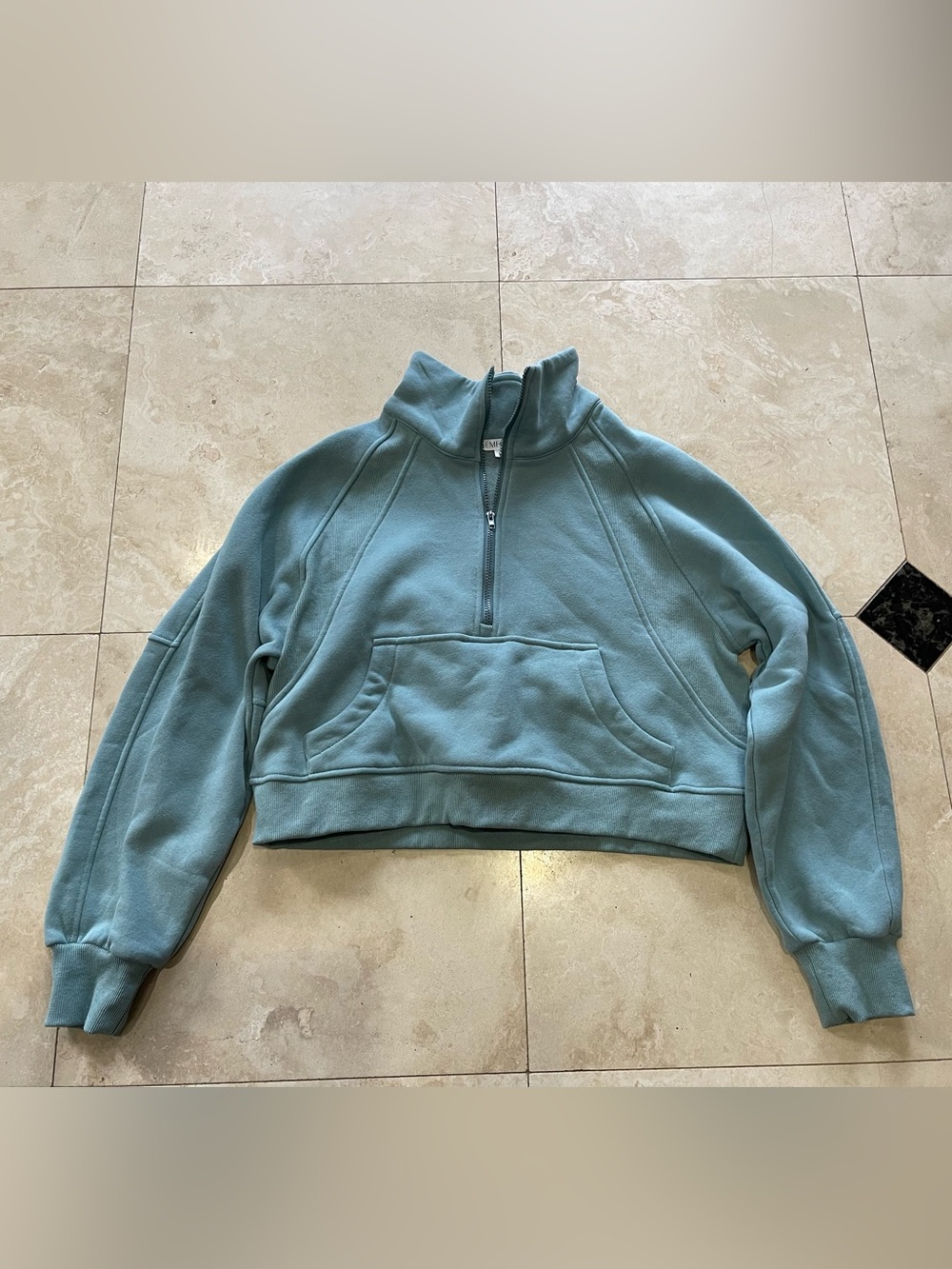 Aemi + Co Cropped Half-Zip Pullover Sweatshirt